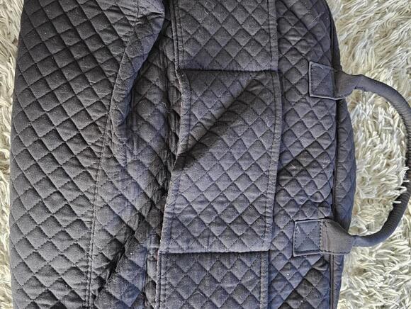 Quilted Black Large Tote Bag with Floral Interior - Picture 2 of 4